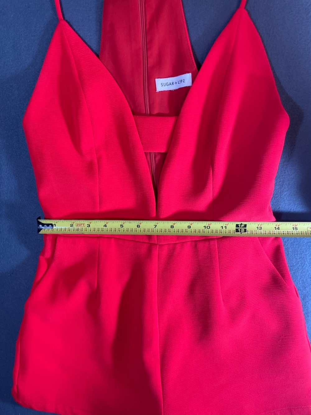 Sugarlips Red Spaghetti Strap Romper - Picture 6 of 7